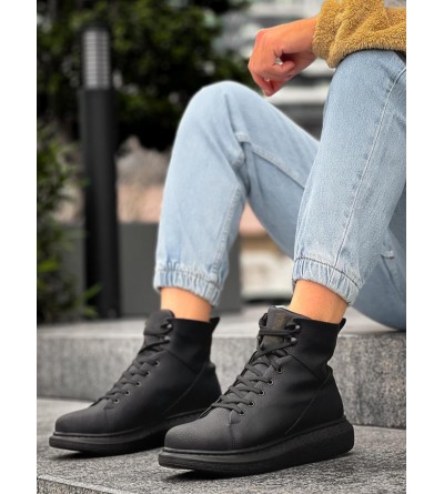 Knack Yüksek Taban Ayakkabı B-080 Siyah (Siyah Taban)