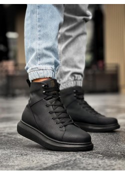 Knack Yüksek Taban Ayakkabı B-080 Siyah (Siyah Taban)