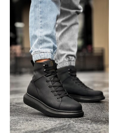 Knack Yüksek Taban Ayakkabı B-080 Siyah (Siyah Taban)