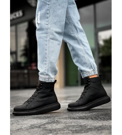 Knack Yüksek Taban Ayakkabı B-080 Siyah (Siyah Taban)