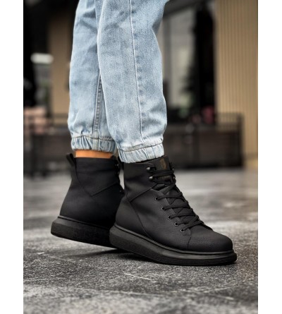 Knack Yüksek Taban Ayakkabı B-080 Siyah (Siyah Taban)