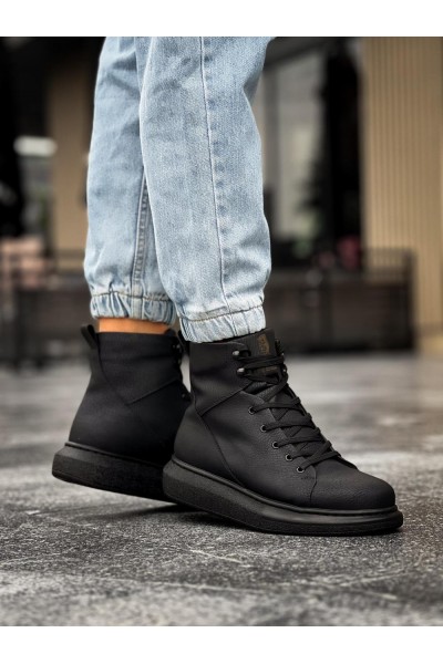 Knack Yüksek Taban Ayakkabı B-080 Siyah (Siyah Taban)