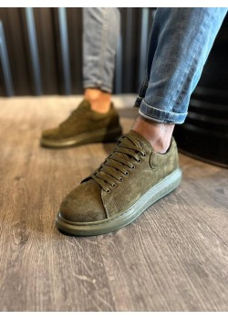 Knack Yüksek Taban Günlük Ayakkabı 044 Haki (Süet)