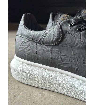 Knack Yüksek Taban Günlük Ayakkabı 044 Siyah Beyaz Taban (Desenli)