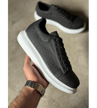 Knack Yüksek Taban Günlük Ayakkabı 044 Siyah Beyaz Taban (Desenli)