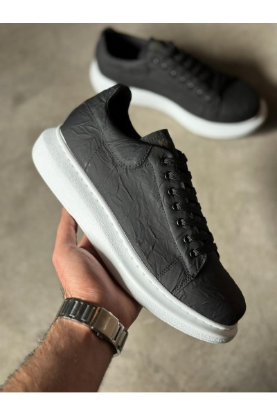 Knack Yüksek Taban Günlük Ayakkabı 044 Siyah Beyaz Taban (Desenli)