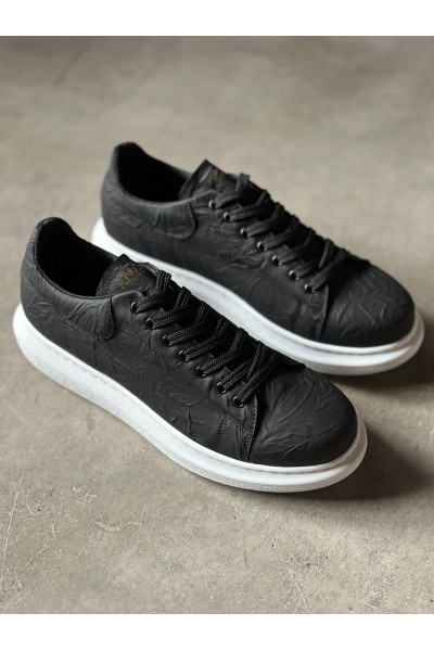 Knack Yüksek Taban Günlük Ayakkabı 044 Siyah Beyaz Taban (Desenli)