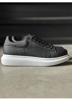 Knack Yüksek Taban Günlük Ayakkabı 044 Siyah Beyaz Taban (Desenli)