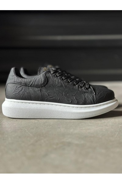 Knack Yüksek Taban Günlük Ayakkabı 044 Siyah Beyaz Taban (Desenli)