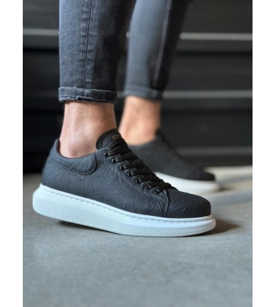 Knack Yüksek Taban Günlük Ayakkabı 044 Siyah Beyaz Taban (Desenli)