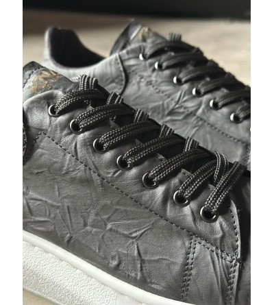 Knack Yüksek Taban Günlük Ayakkabı 044 Siyah Beyaz Taban (Desenli)