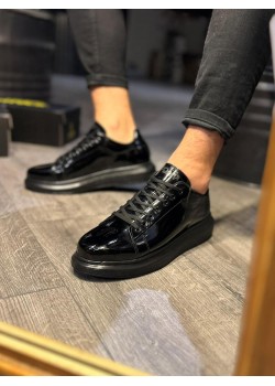 Knack Yüksek Taban Günlük Ayakkabı 044 Siyah Rugan (Siyah Taban)