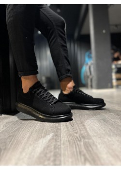 Knack Yüksek Taban Günlük Ayakkabı 044 Siyah Süet (Siyah Taban)