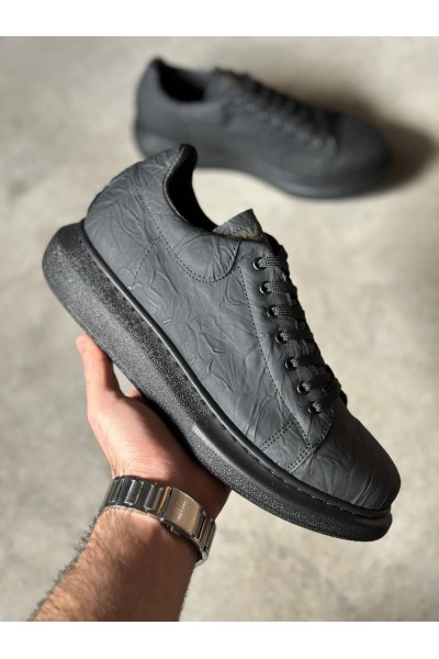 Knack Yüksek Taban Günlük Ayakkabı 044 Siyah Siyah Taban (Desenli)