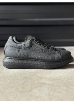 Knack Yüksek Taban Günlük Ayakkabı 044 Siyah Siyah Taban (Desenli)