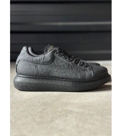 Knack Yüksek Taban Günlük Ayakkabı 044 Siyah Siyah Taban (Desenli)