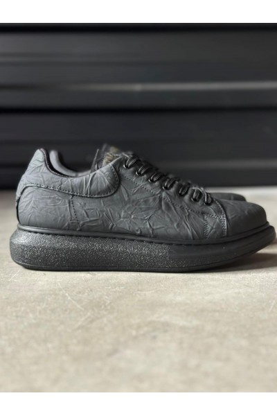 Knack Yüksek Taban Günlük Ayakkabı 044 Siyah Siyah Taban (Desenli)