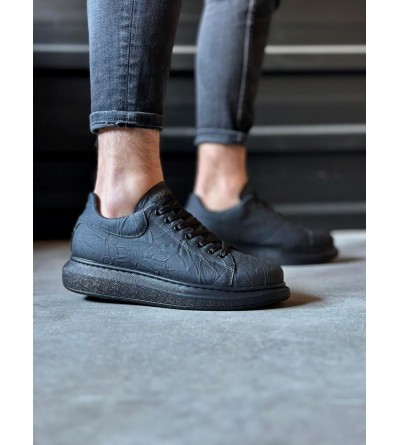 Knack Yüksek Taban Günlük Ayakkabı 044 Siyah Siyah Taban (Desenli)