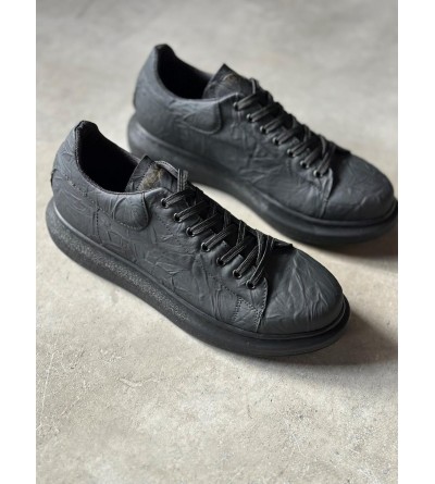 Knack Yüksek Taban Günlük Ayakkabı 044 Siyah Siyah Taban (Desenli)