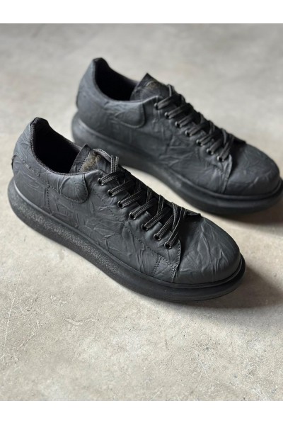 Knack Yüksek Taban Günlük Ayakkabı 044 Siyah Siyah Taban (Desenli)