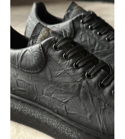 Knack Yüksek Taban Günlük Ayakkabı 044 Siyah Siyah Taban (Desenli)