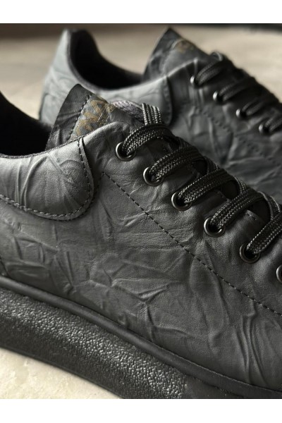 Knack Yüksek Taban Günlük Ayakkabı 044 Siyah Siyah Taban (Desenli)