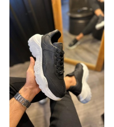 Knack Yüksek Taban Günlük Ayakkabı N75 Siyah (Beyaz Taban)