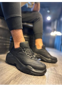 Knack Yüksek Taban Günlük Ayakkabı N75 Siyah (Siyah Taban)