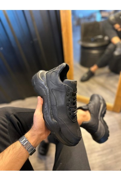 Knack Yüksek Taban Günlük Ayakkabı N75 Siyah (Siyah Taban)