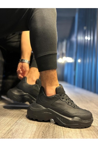 Knack Yüksek Taban Günlük Ayakkabı N75 Siyah (Siyah Taban)