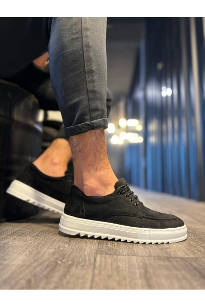 Knack Günlük Ayakkabı T12 Siyah Süet (Beyaz Taban)