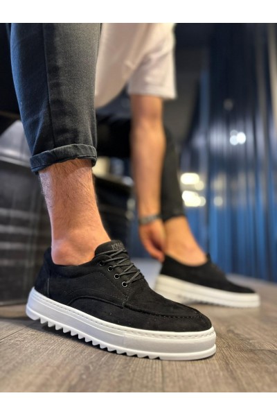 Knack Günlük Ayakkabı T12 Siyah Süet (Beyaz Taban)