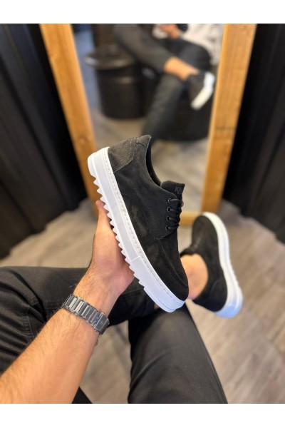 Knack Günlük Ayakkabı T12 Siyah Süet (Beyaz Taban)