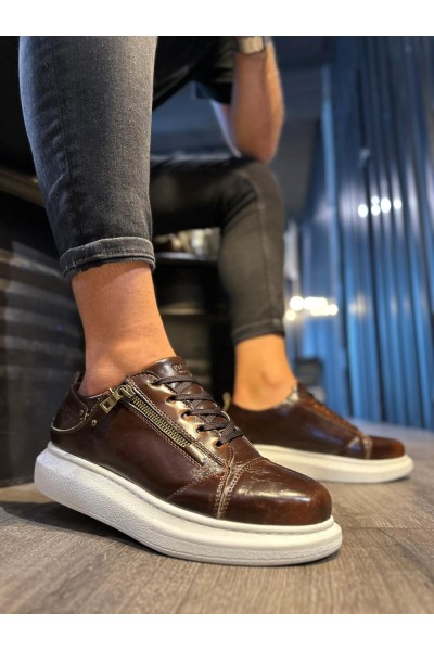 Knack Yüksek Taban Günlük Ayakkabı 555 Parlak Kahverengi