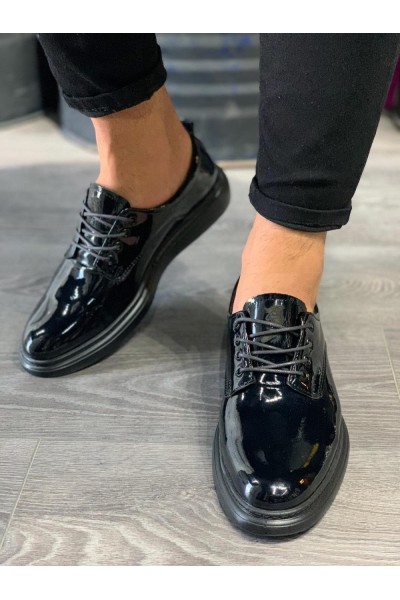 Knack Klasik Erkek Ayakkabı 001 Siyah Rugan (Siyah Taban)