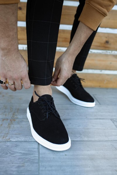 Knack Klasik Erkek Ayakkabı 001 Siyah Süet (Beyaz Taban) Knack Klasik Erkek Ayakkabı 001 Siyah Süet (Beyaz Taban)