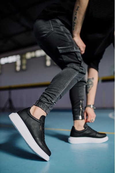 Knack Yüksek Taban Günlük Ayakkabı 042 Siyah (Beyaz Taban)