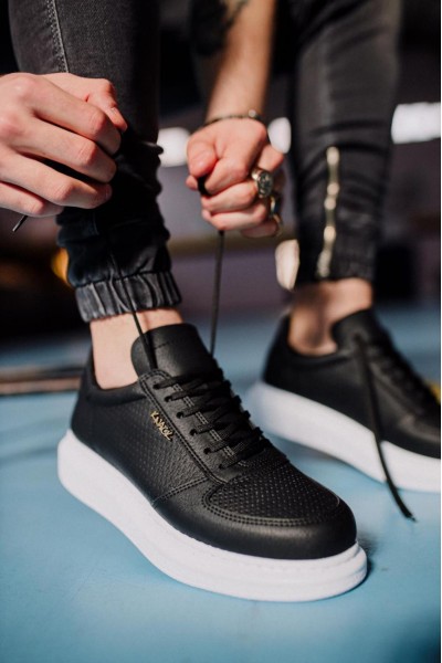 Knack Yüksek Taban Günlük Ayakkabı 042 Siyah (Beyaz Taban)