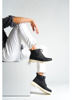 Knack Yüksek Taban Ayakkabı B-020 Siyah (Beyaz Taban)