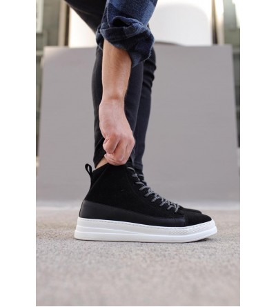 Knack Yüksek Taban Ayakkabı C-030 Siyah Süet (Beyaz Taban) Knack Yüksek Taban Ayakkabı C-030 Siyah Süet (Beyaz Taban)