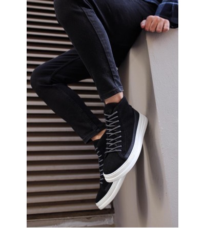 Knack Yüksek Taban Ayakkabı C-030 Siyah Süet (Beyaz Taban) Knack Yüksek Taban Ayakkabı C-030 Siyah Süet (Beyaz Taban)