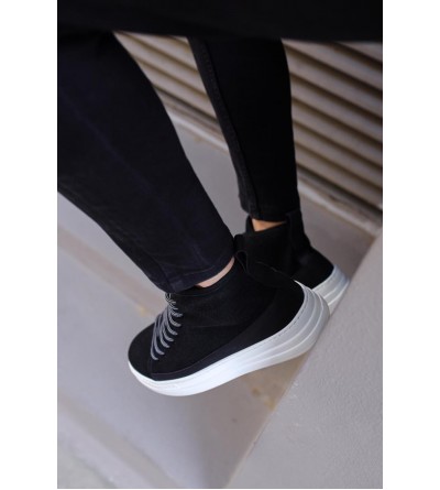 Knack Yüksek Taban Ayakkabı C-030 Siyah Süet (Beyaz Taban) Knack Yüksek Taban Ayakkabı C-030 Siyah Süet (Beyaz Taban)