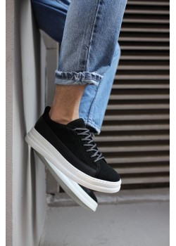 Knack Sneakers Ayakkabı 010 Siyah Süet (Beyaz Taban)