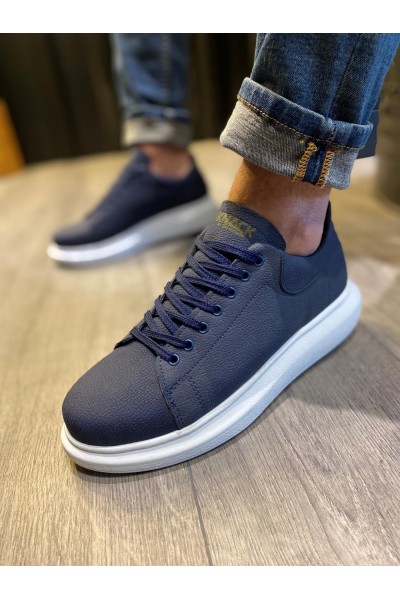 Knack Yüksek Taban Günlük Ayakkabı 045 Lacivert (Beyaz Taban)