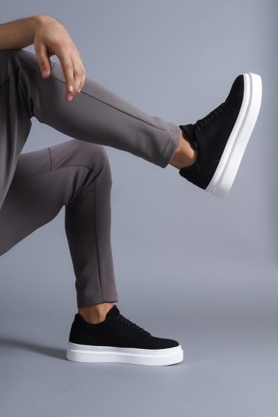 Knack Günlük Ayakkabı 421 Siyah Süet (Beyaz Taban)