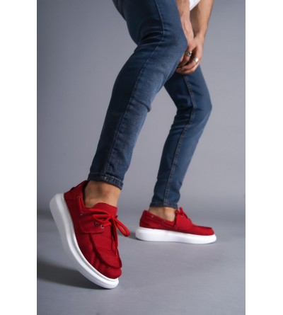 Knack Yüksek Taban Mevsimlik Keten Ayakkabı 009 Kırmızı