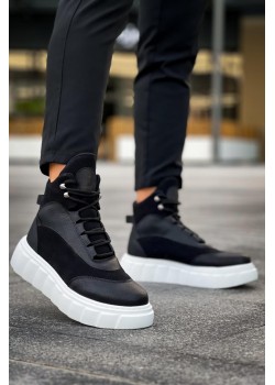 Knack Yüksek Taban Bot 104 Siyah (Beyaz Taban)