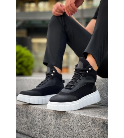 Knack Yüksek Taban Bot 104 Siyah (Beyaz Taban)