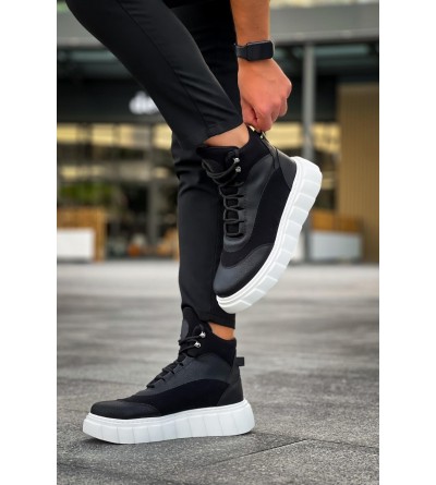 Knack Yüksek Taban Bot 104 Siyah (Beyaz Taban)