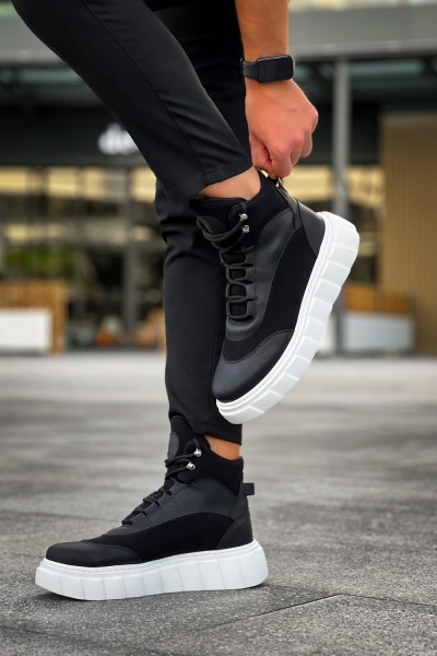 Knack Yüksek Taban Bot 104 Siyah (Beyaz Taban)